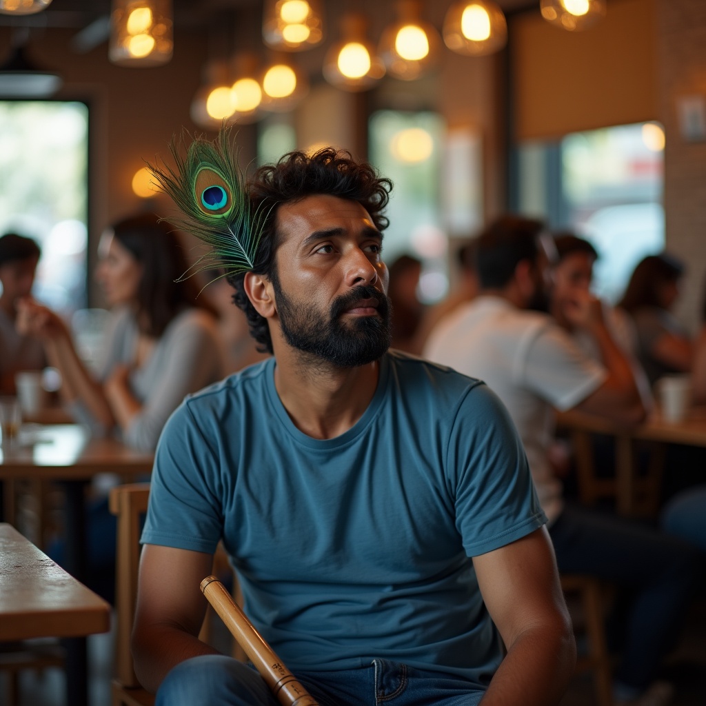 A person with eyes closed, sitting at the edge of a still lake at dawn, their face reflecting perfect calm
