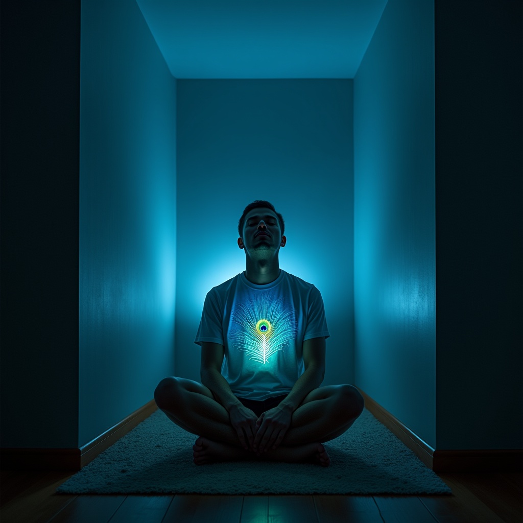 A realm beyond all light sources — no sun, no moon, no fire — yet somehow luminous with its own radiance, a figure standing at the threshold