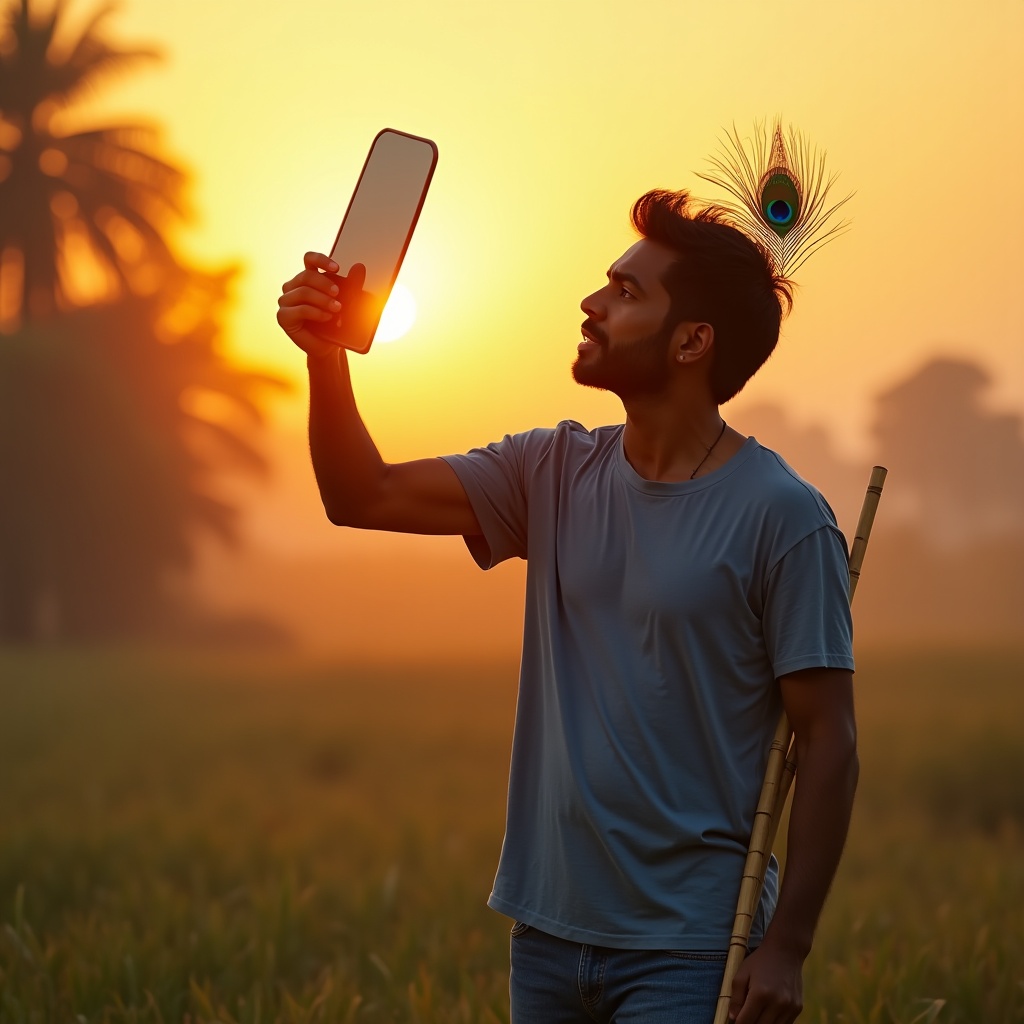 Two people facing each other across still water, one reaching out, the reflection reaching back — the mirror principle of faith