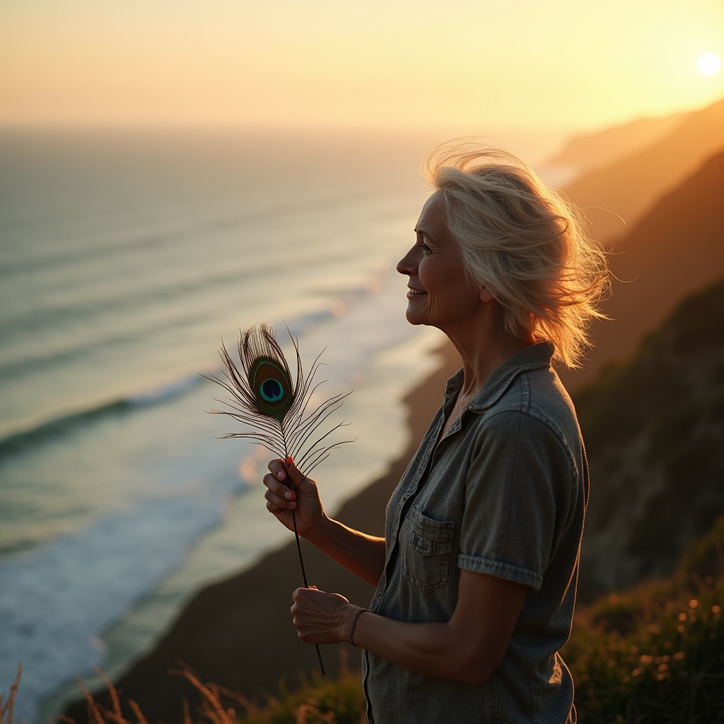 A vast calm ocean at dusk with dozens of rivers flowing into it, the surface perfectly still, a lone figure standing at the shore watching